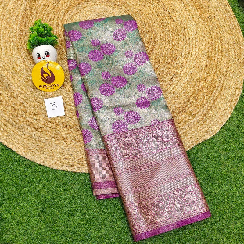 Premium Tissue Soft Pattu With Kanchi Big  Border - SSMGS3