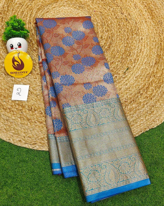 Premium Tissue Soft Pattu With Kanchi Big  Border - SSMGS2
