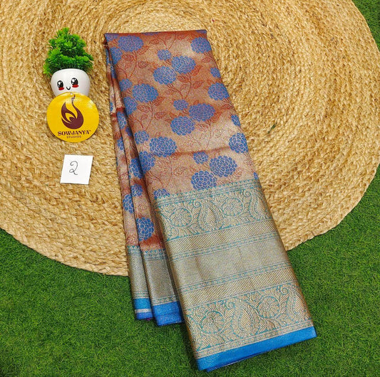 Premium Tissue Soft Pattu With Kanchi Big  Border - SSMGS2