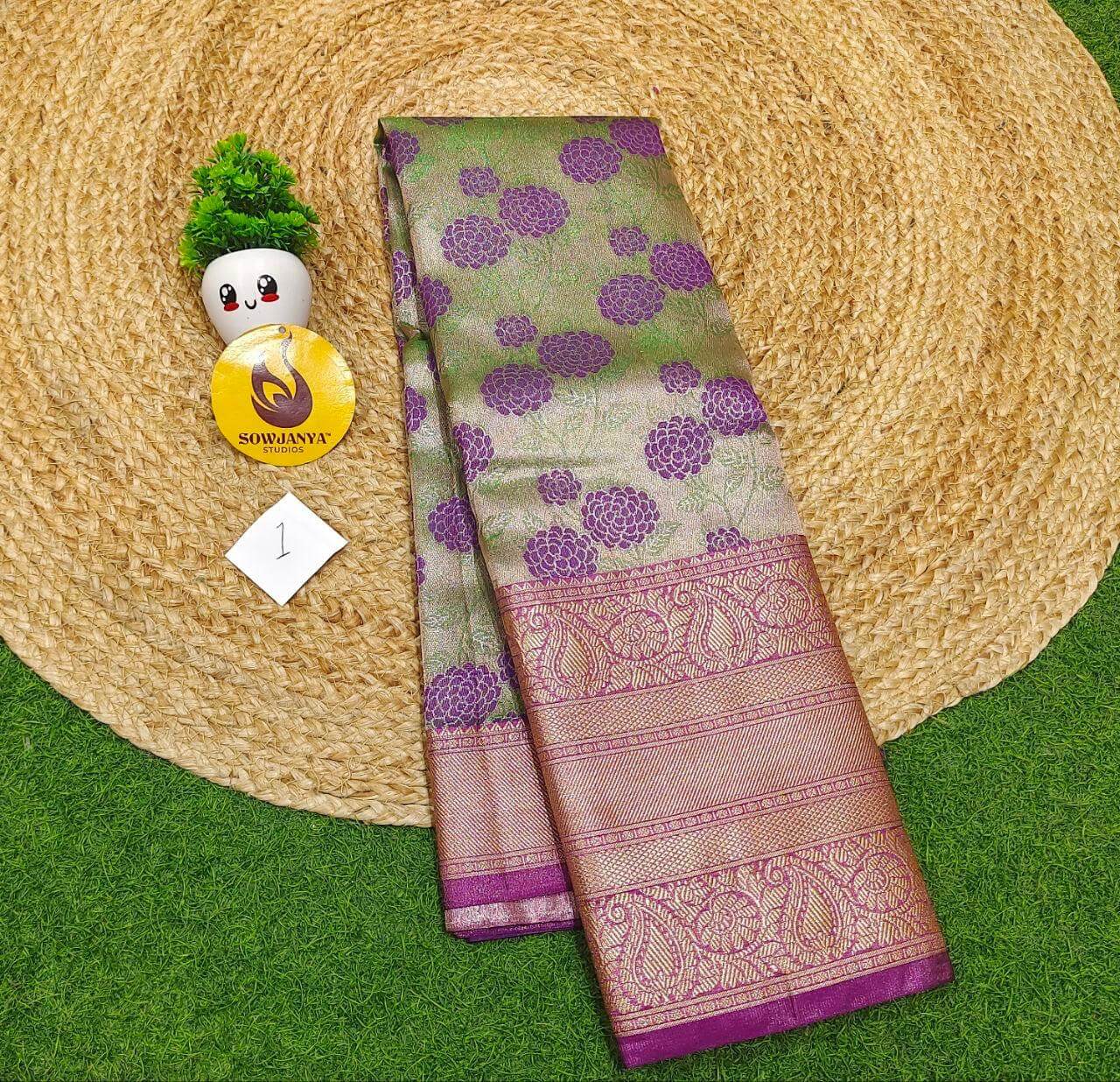 Premium Tissue Soft Pattu With Kanchi Big  Border - SSMGS1