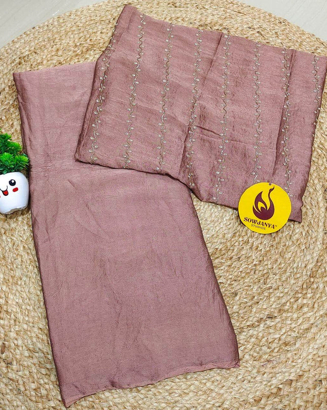Premium Crush Saree with Bead Work Blouse - CRUSH6