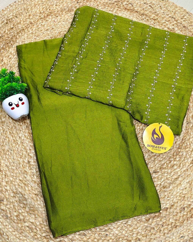 Premium Crush Saree with Bead Work Blouse - CRUSH5