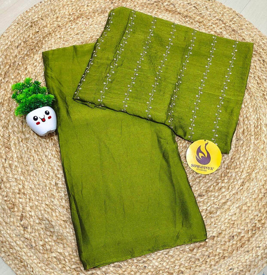 Premium Crush Saree with Bead Work Blouse - CRUSH5
