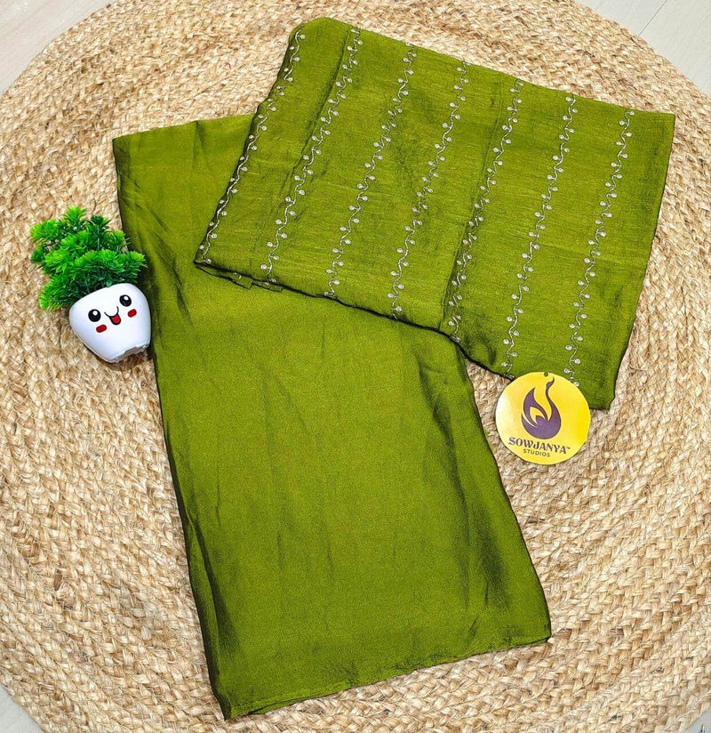 Premium Crush Saree with Bead Work Blouse - CRUSH5