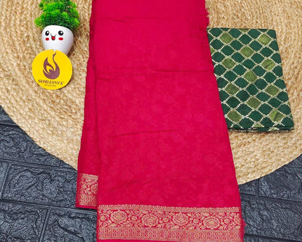 Premium Viscose  Georgette With Embose Jaquard Design Saree's - SSBJZ1