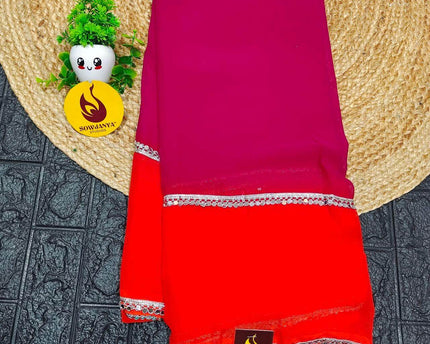 Premium Georgette Mirror work Sarees-MEGA09