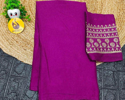 Premium CRUSH with Work  Blouse Sarees - SSCRU1