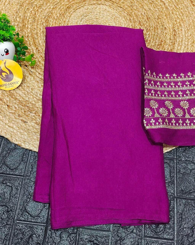 Premium CRUSH with Work  Blouse Sarees - SSCRU1