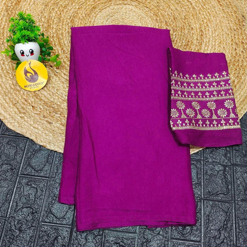 Premium CRUSH with Work  Blouse Sarees - SSCRU1