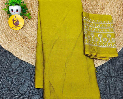 Premium CRUSH with Work  Blouse Sarees - SSCRU4