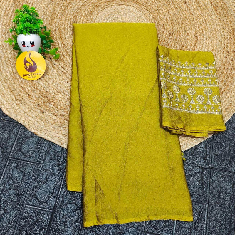 Premium CRUSH with Work  Blouse Sarees - SSCRU4