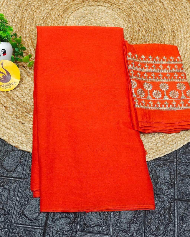 Premium CRUSH with Work  Blouse Sarees - SSCRU3