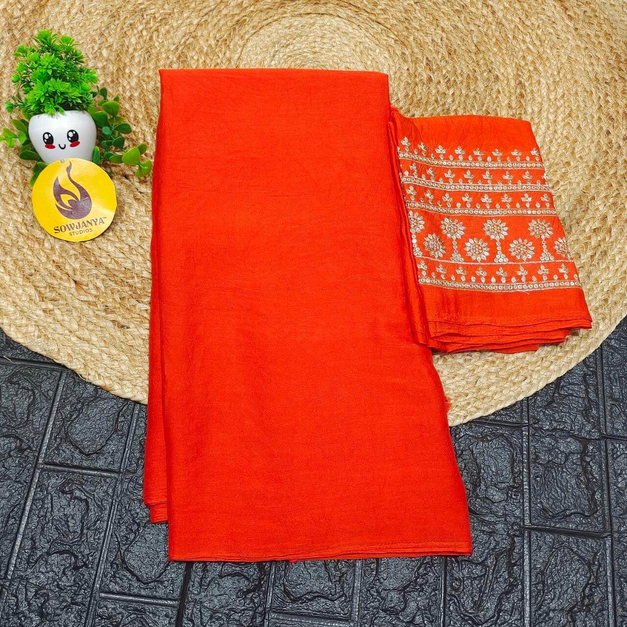 Premium CRUSH with Work  Blouse Sarees - SSCRU3