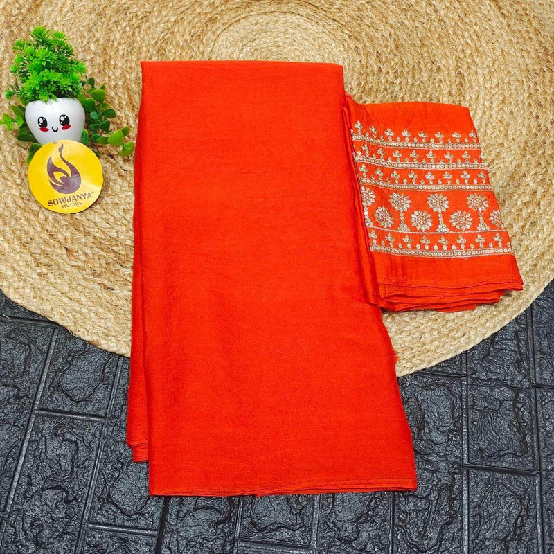 Premium CRUSH with Work  Blouse Sarees - SSCRU3