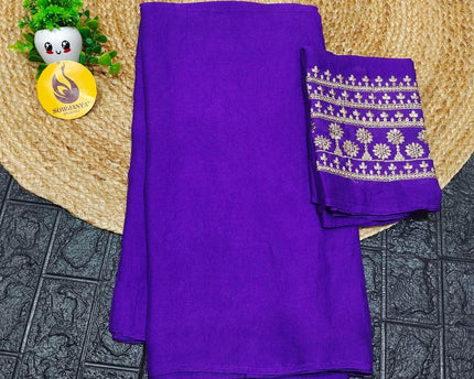 Premium CRUSH with Work  Blouse Sarees - SSCRU2