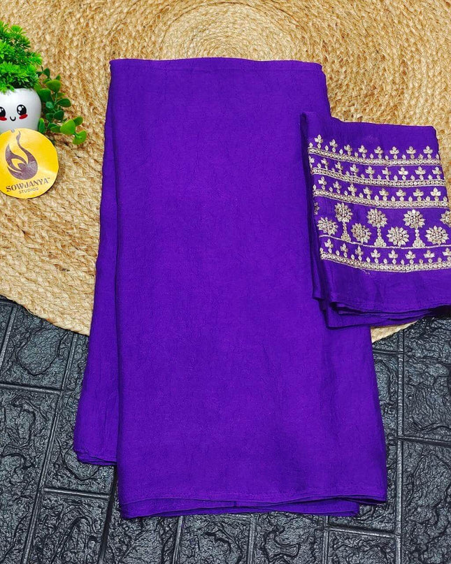 Premium CRUSH with Work  Blouse Sarees - SSCRU2