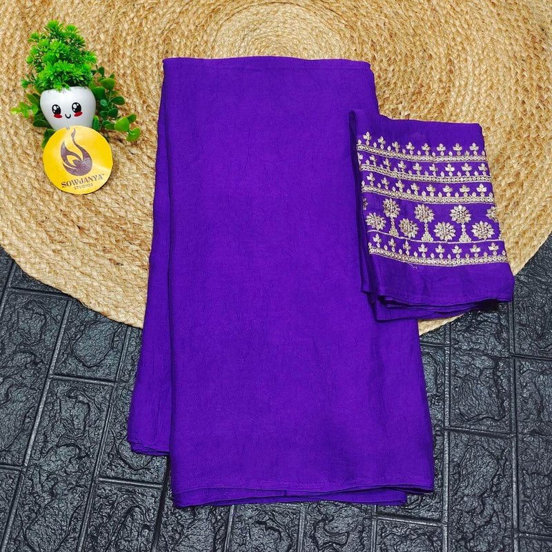 Premium CRUSH with Work  Blouse Sarees - SSCRU2