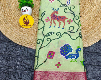 Mangalgiri Style Digital Print Sarees - SSPNT1