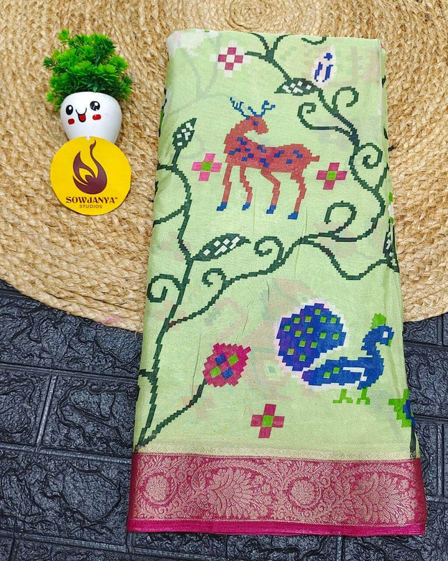 Mangalgiri Style Digital Print Sarees - SSPNT1