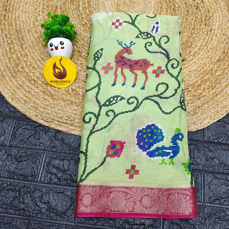 Mangalgiri Style Digital Print Sarees - SSPNT1