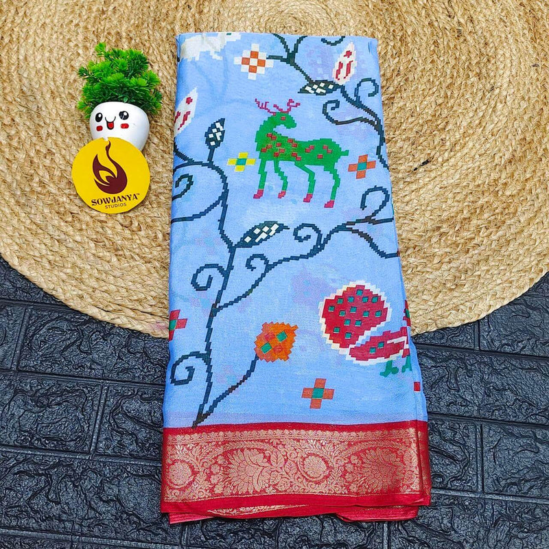 Mangalgiri Style Digital Print Sarees - SSPNT6