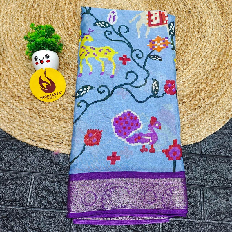 Mangalgiri Style Digital Print Sarees - SSPNT4