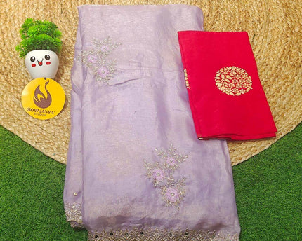 Designer Space Silk with work Sarees - PARTY3(LAVENDER)