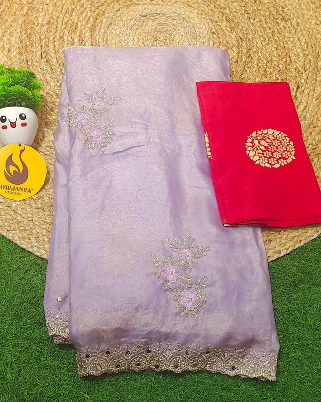 Designer Space Silk with work Sarees - PARTY3(LAVENDER)