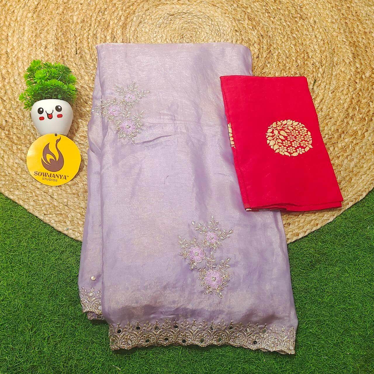 Designer Space Silk with work Sarees - PARTY3(LAVENDER)