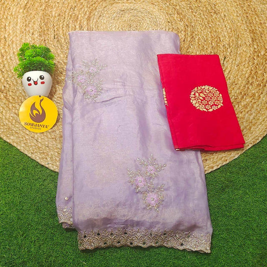 Designer Space Silk with work Sarees - PARTY3(LAVENDER)