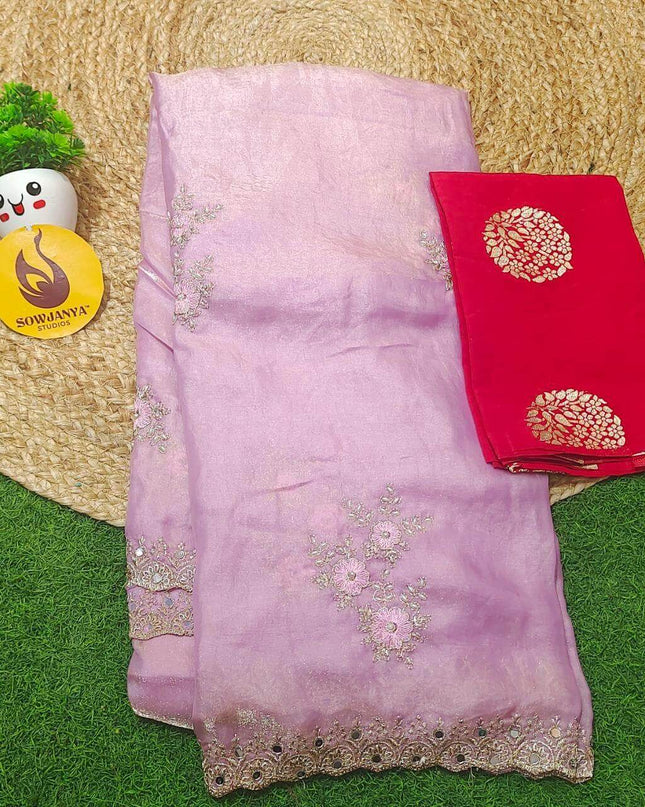 Designer Space Silk with work Sarees - PARTY4(PINK)