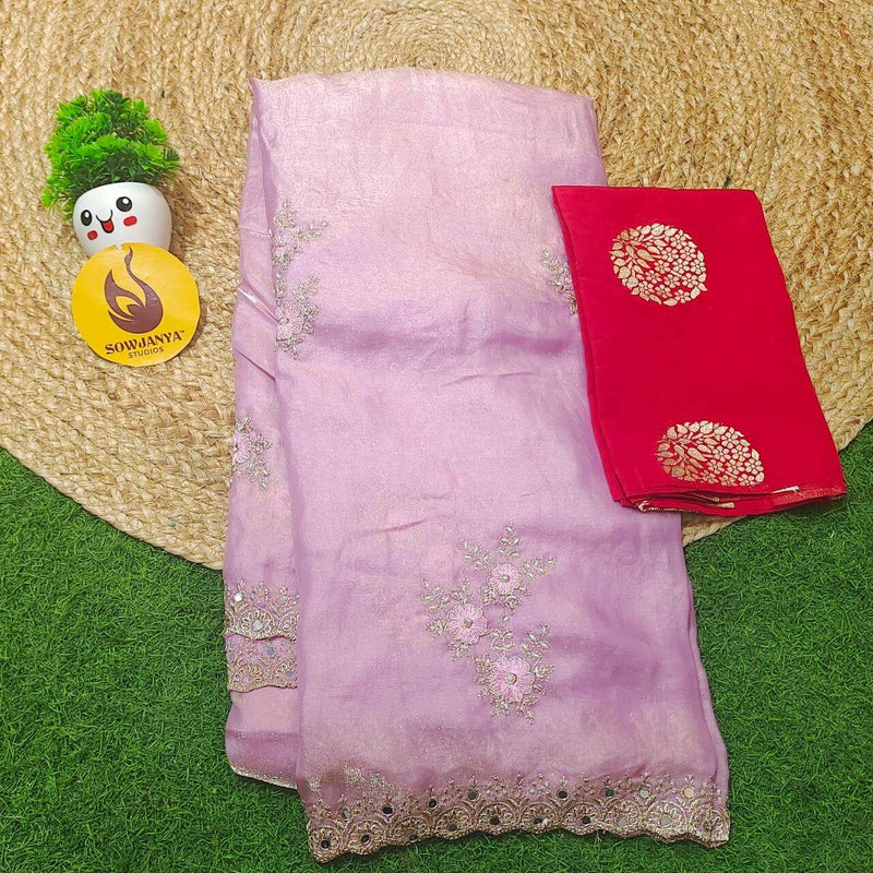 Designer Space Silk with work Sarees - PARTY4(PINK)