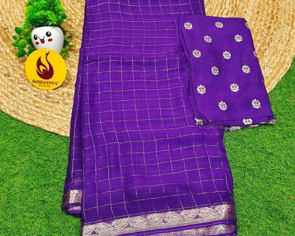 Premium Viscose Georgette Chex Saree's -TREND3