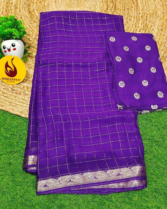 Premium Viscose Georgette Chex Saree's - TREND3