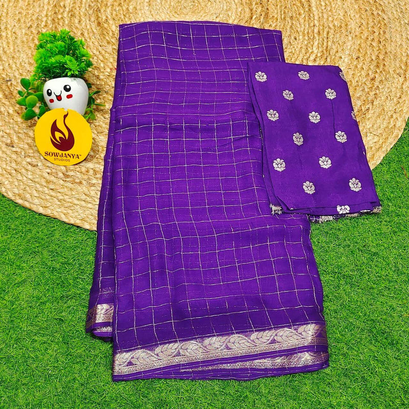 Premium Viscose Georgette Chex Saree's - TREND3