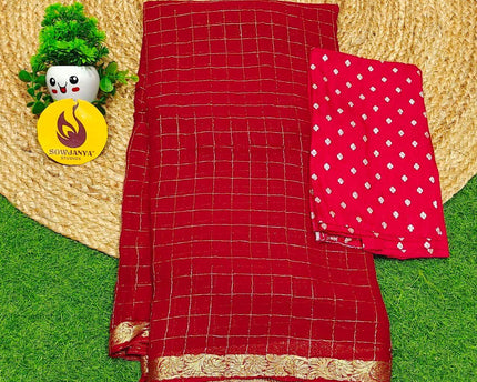 Premium Viscose Georgette Chex Saree's - TREND1