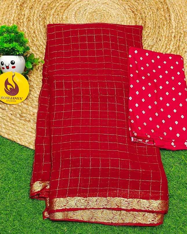 Premium Viscose Georgette Chex Saree's - TREND1