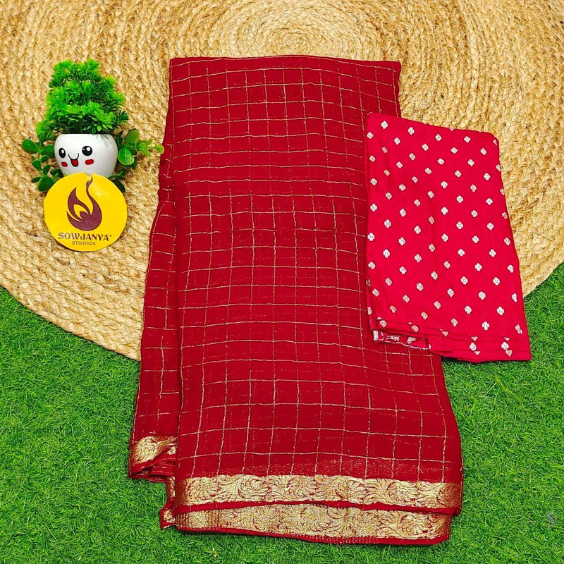 Premium Viscose Georgette Chex Saree's - TREND1