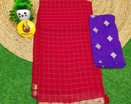 Premium Viscose Georgette Chex Saree's -TREND2