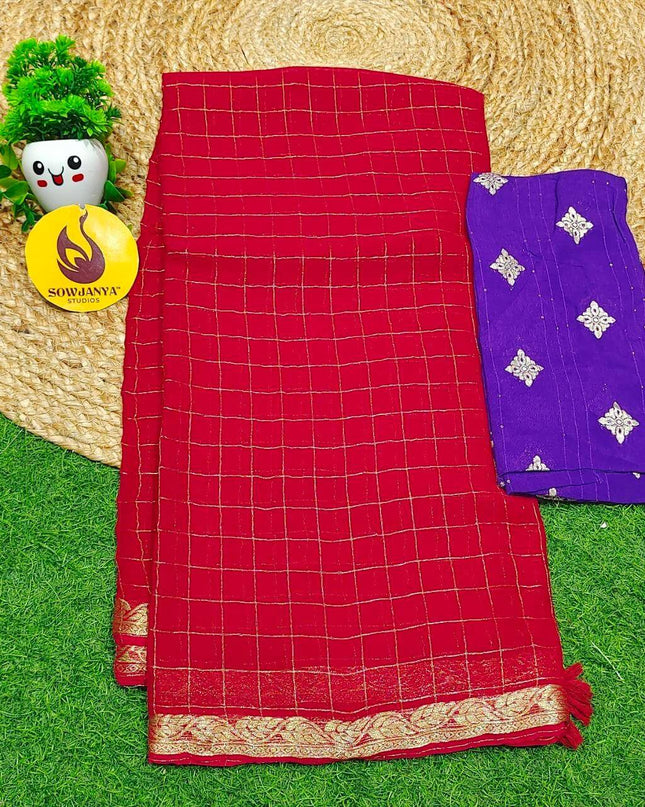 Premium Viscose Georgette Chex Saree's -TREND2