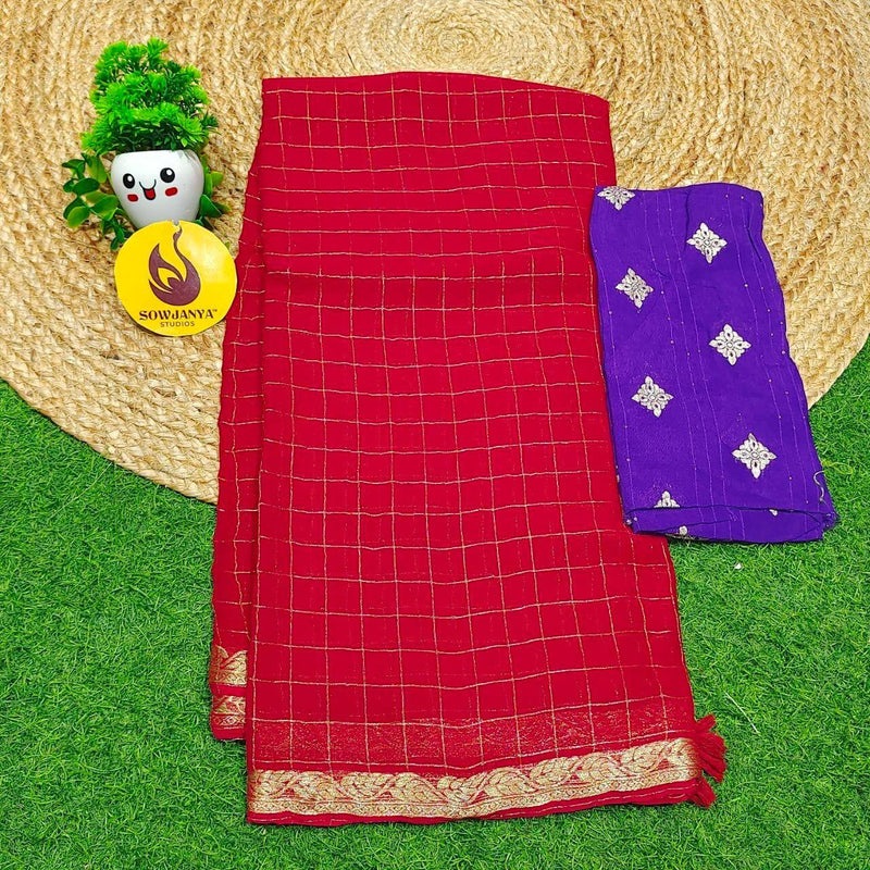 Premium Viscose Georgette Chex Saree's -TREND2