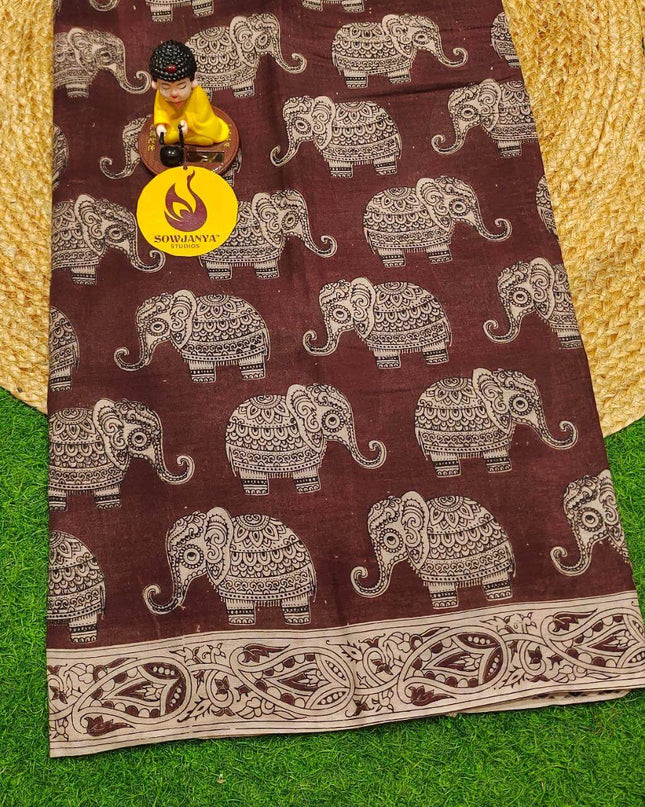 ORIGINAL PEDANA KALAMKARI Cotton Sarees - BOMMA10
