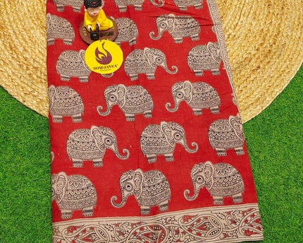 ORIGINAL PEDANA KALAMKARI Cotton Sarees - BOMMA2