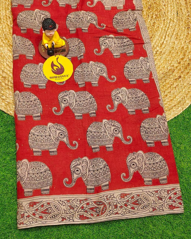 ORIGINAL PEDANA KALAMKARI Cotton Sarees - BOMMA2