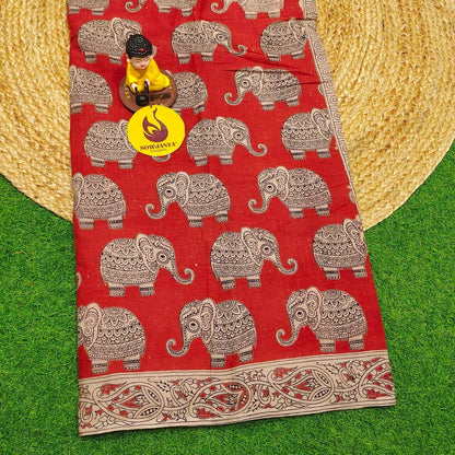 ORIGINAL PEDANA KALAMKARI Cotton Sarees - BOMMA2