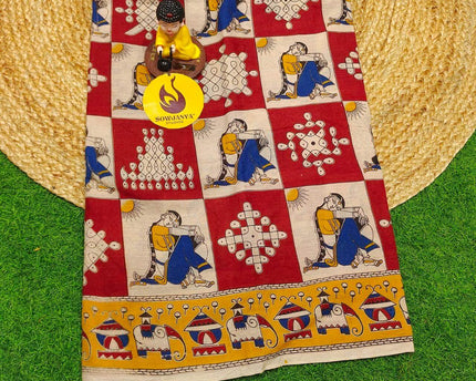 ORIGINAL PEDANA KALAMKARI Cotton Sarees - BOMMA5