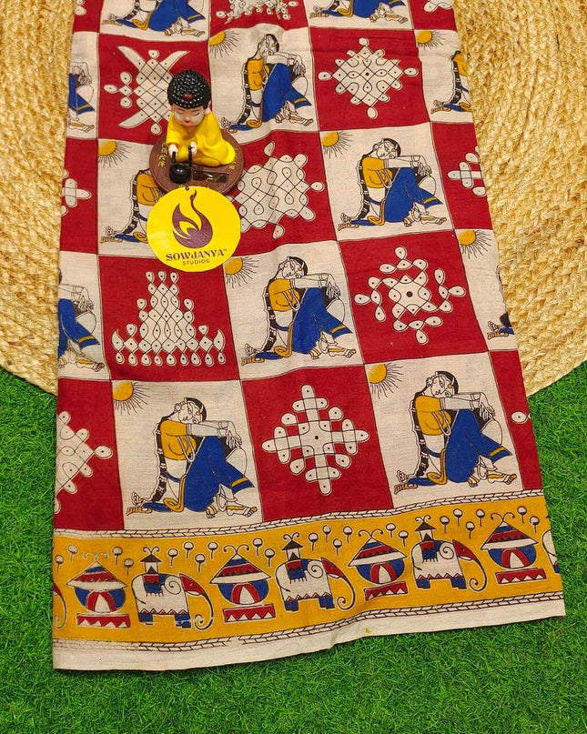 ORIGINAL PEDANA KALAMKARI Cotton Sarees - BOMMA5