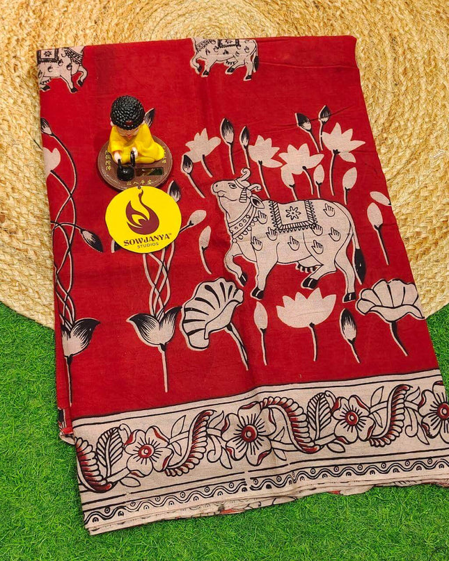 ORIGINAL PEDANA KALAMKARI Cotton Sarees - BOMMA12