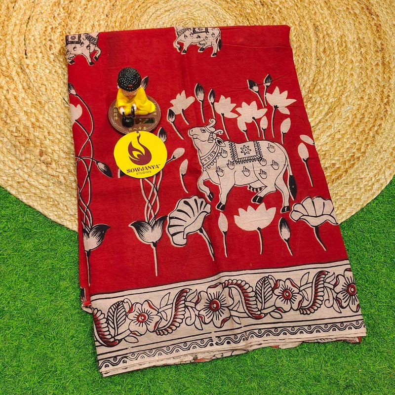 ORIGINAL PEDANA KALAMKARI Cotton Sarees - BOMMA12