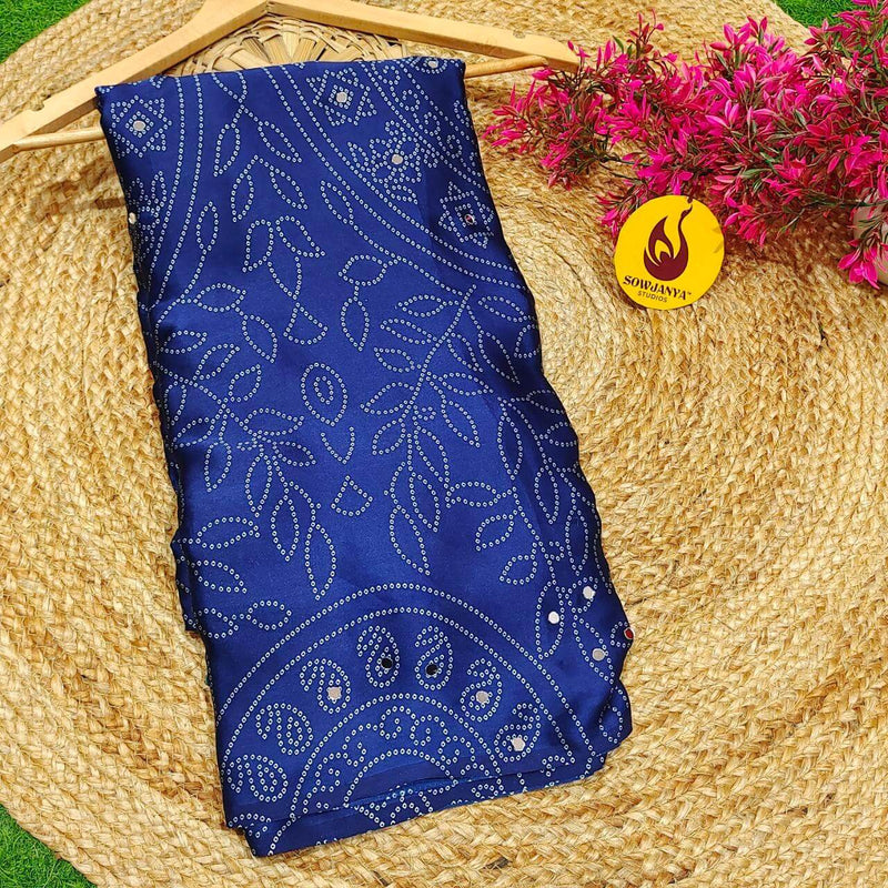 Premium Japan Satin Crape with Original Mirror Sarees - AJRAK9